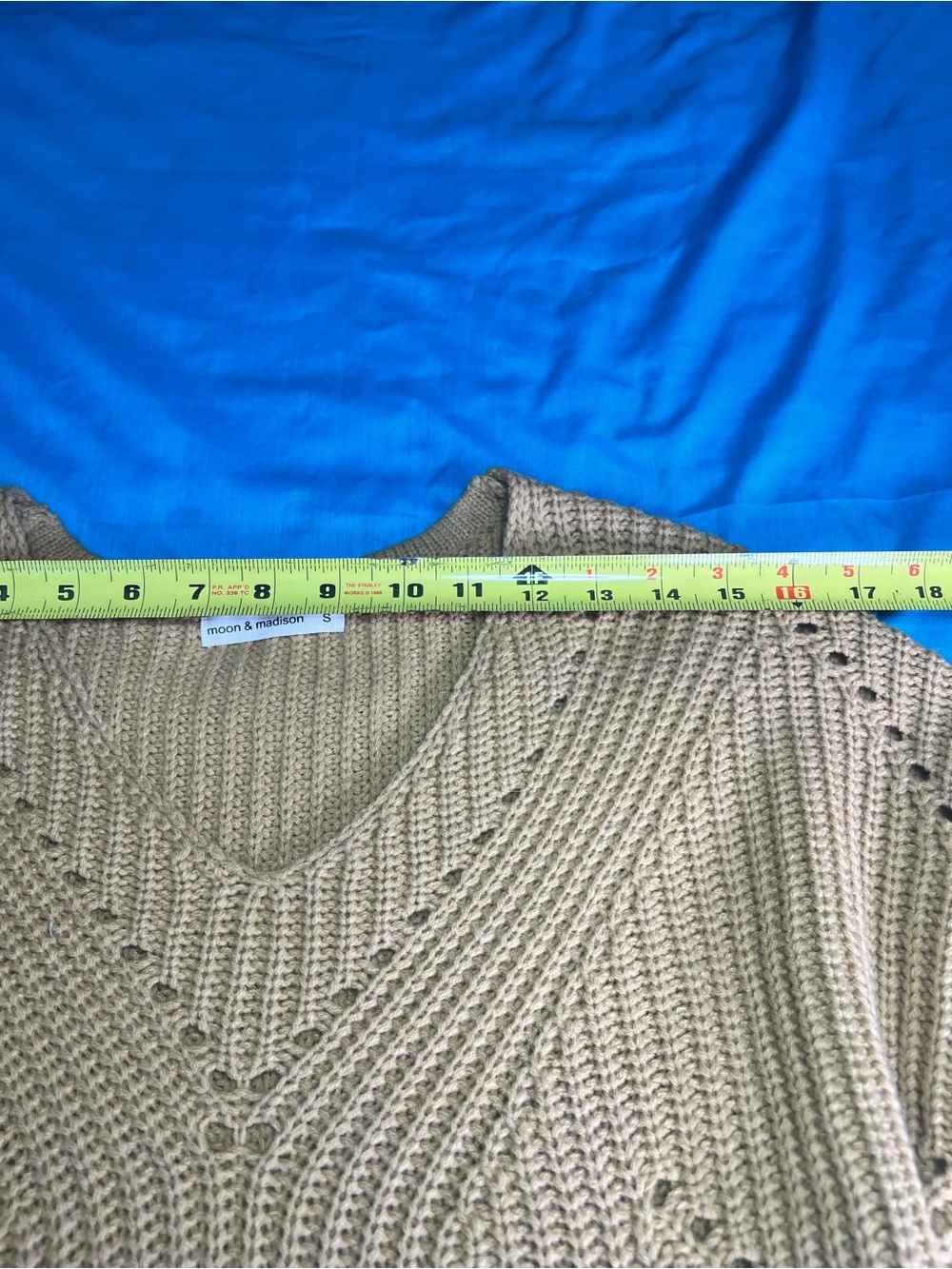 Moon & Madison Mustard Pointelle Balloon Sleeve Sweater | Size S - Picture 7 of 10